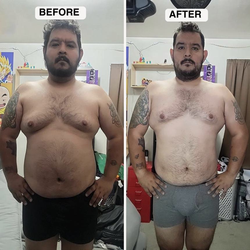 Client transformation 1: before and after physique comparison