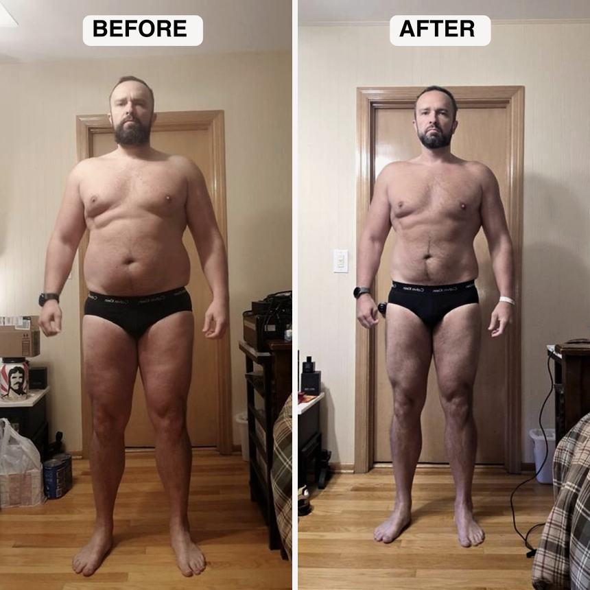 Client transformation 3: before and after physique comparison