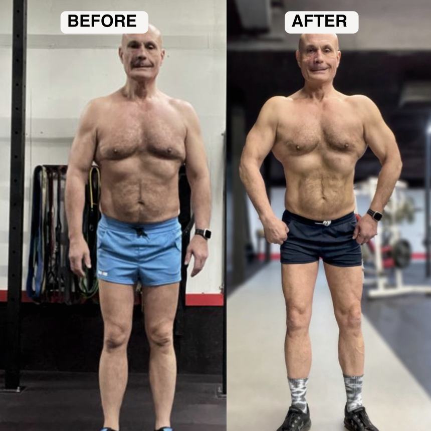 Client transformation 5: before and after physique comparison