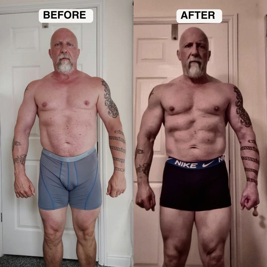 Client transformation 6: before and after physique comparison