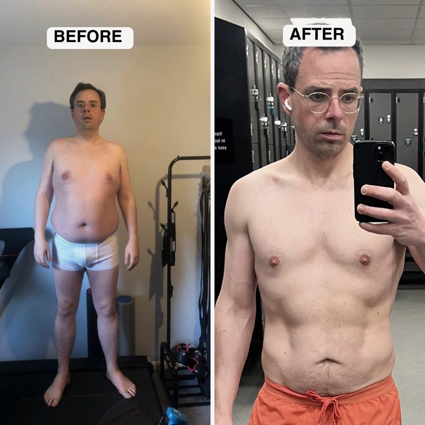 Client transformation 8: before and after physique comparison