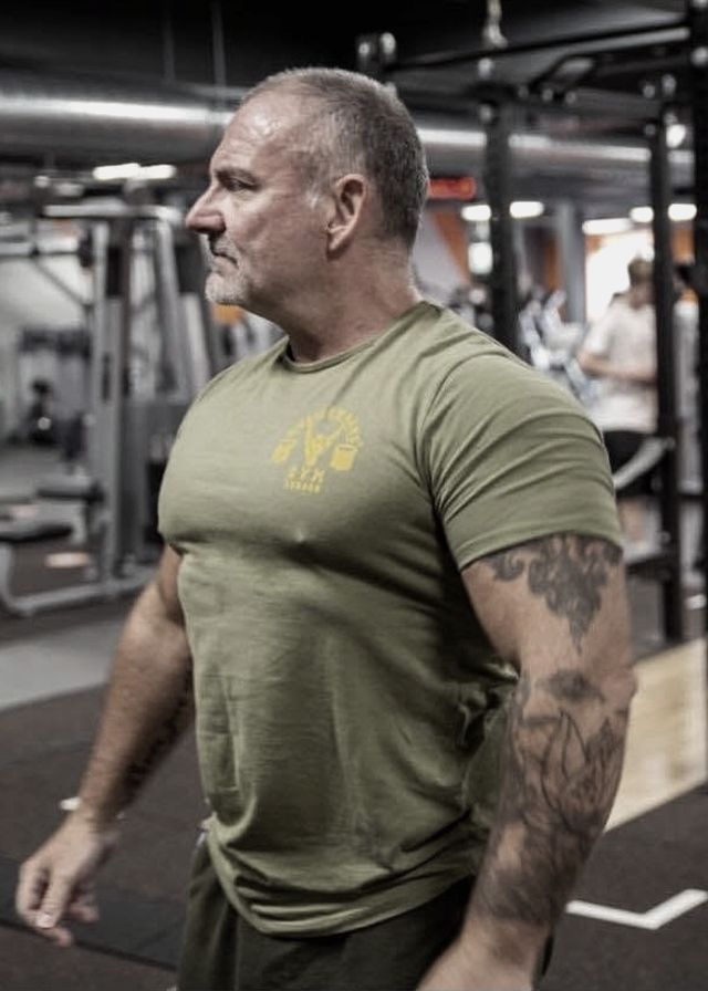 Tony Barnbrook on the gym floor during the rebuild years